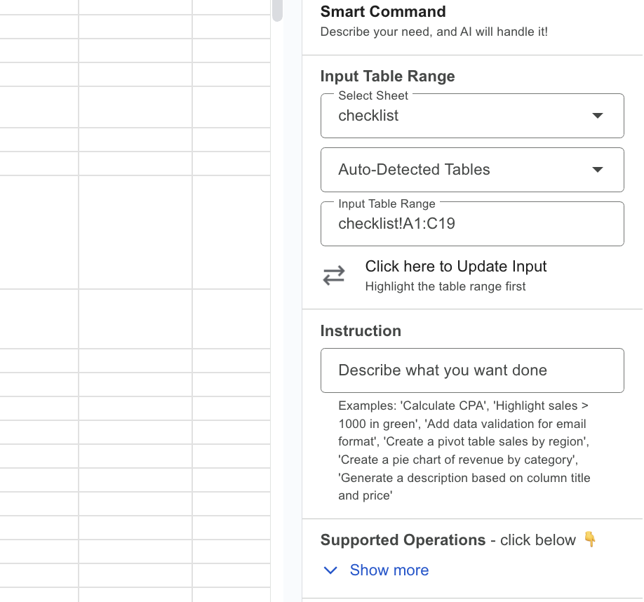 choose AI models such as GPT, Gemini, Claude, Llama for Sheets